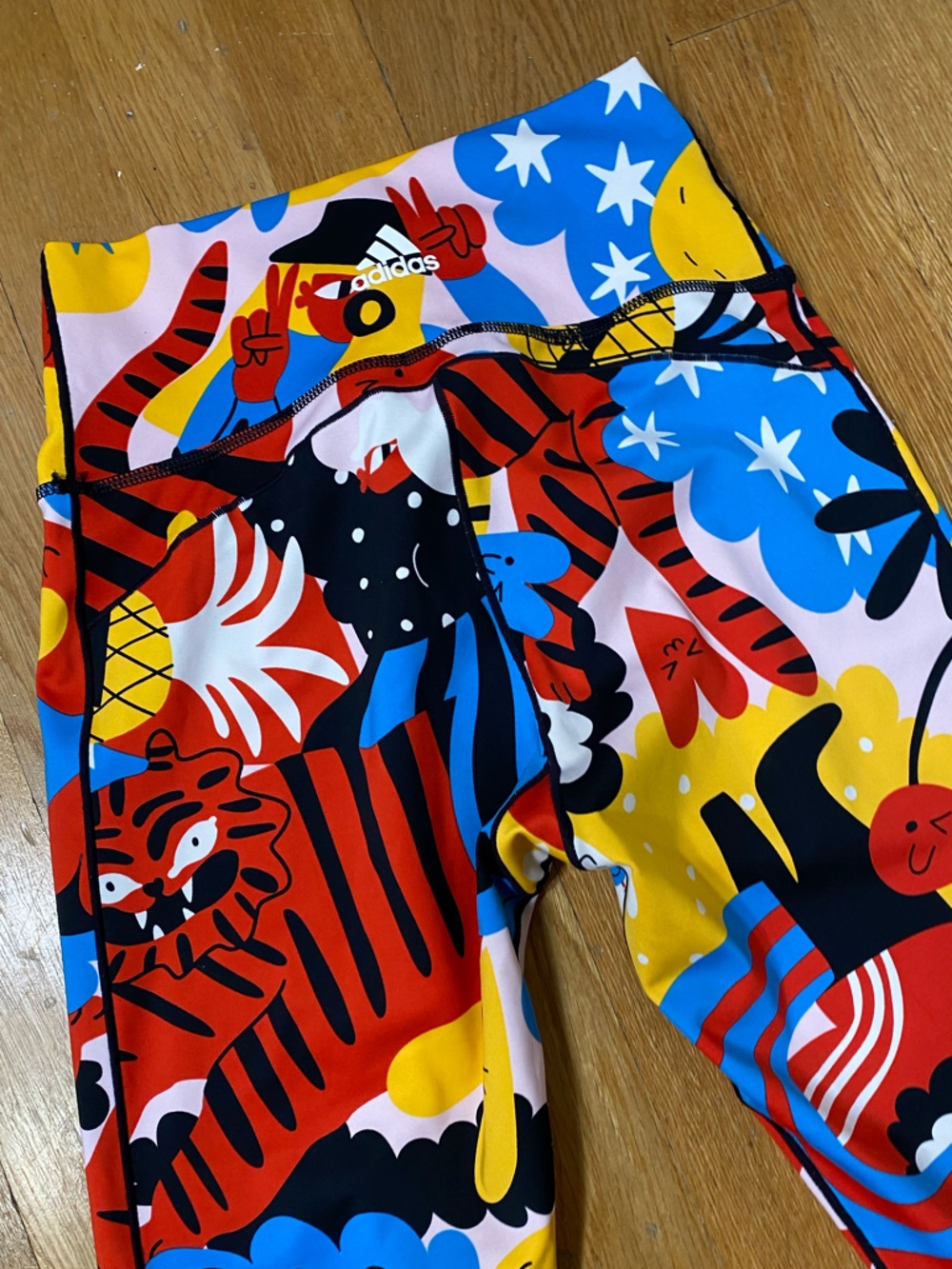 Adidas Believe This 7/8 Tights Colorful Graphic Tiger Floral Print Leggings S - Picture 12 of 14